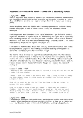 R13 tracking report 1 page summary + quotes | DOC