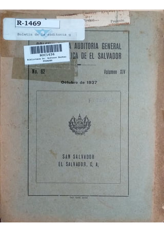 R1469 Boletín de la auditoria general de la republica de El Salvador 1937 n2  34p