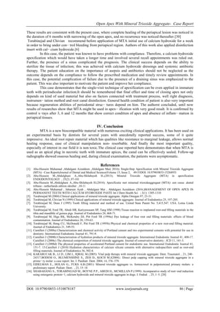 Open Apex with Mineral Trioxide Aggregate- Case Report | PDF