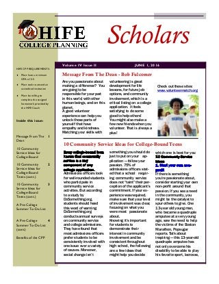 HIFE Scholars newsletter June 2016 edition