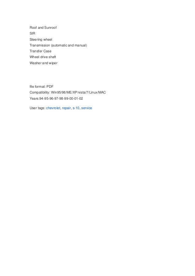 1994 2004 chevrolet s 10 chevy factory service repair manual