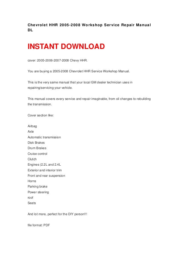 Chevrolet HHR Owners Manuals
