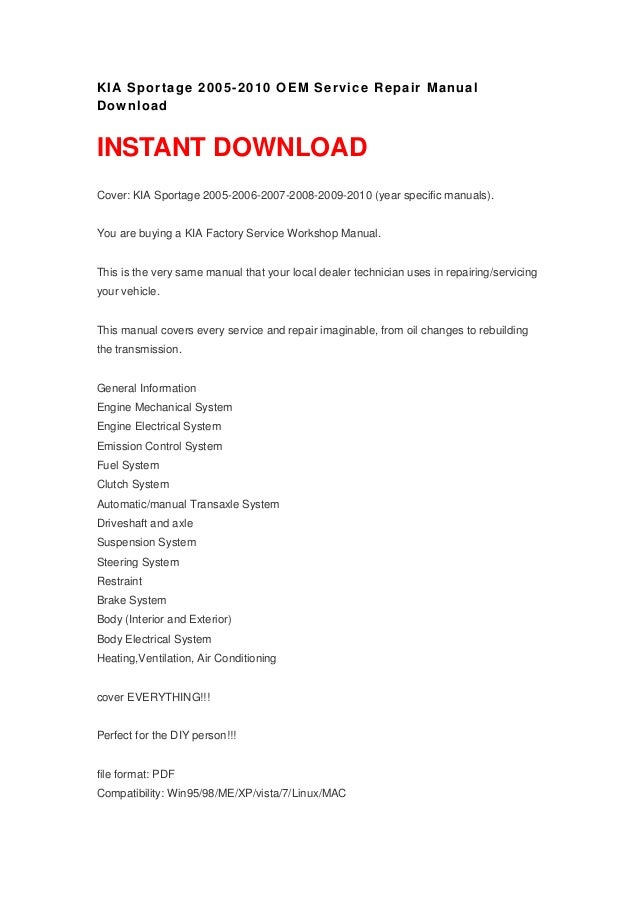 2007 kia sportage repair manual pdf
