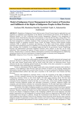 Model of Indigenous Forest Management in the Context of Protection and ...