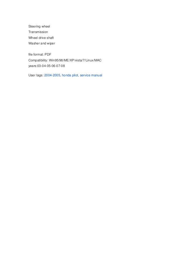 Honda Pilot - Owner s Manual - PDF ( Pages)