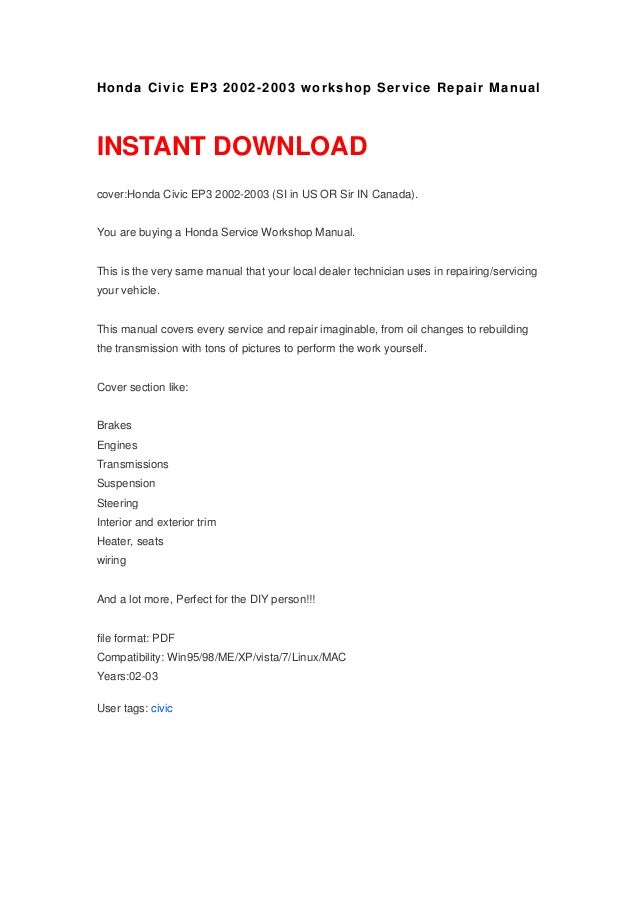 2002 honda civic repair manual free download