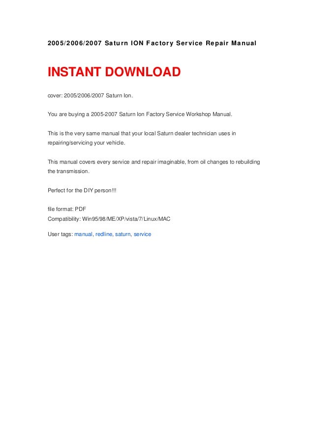 2006 saturn ion service manual Repair instructions clutch pedal replacement 2006 saturn ion.