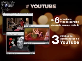 Os
     6   principais
         vídeos paródia
da novela geraram mais de




3
         milhões de
         visualizações no
         YouTube
 
