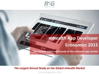 ©reseach2guidance 2015
mHealth App Developer
Economics 2015
The current status and trends of the mHealth app market
The Largest Annual Study on the Global mHealth Market
 