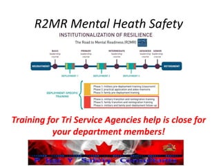 R2MR Mental Heath Safety
Training for Tri Service Agencies help is close for
your department members!
P bar Y Safety Consultants
 