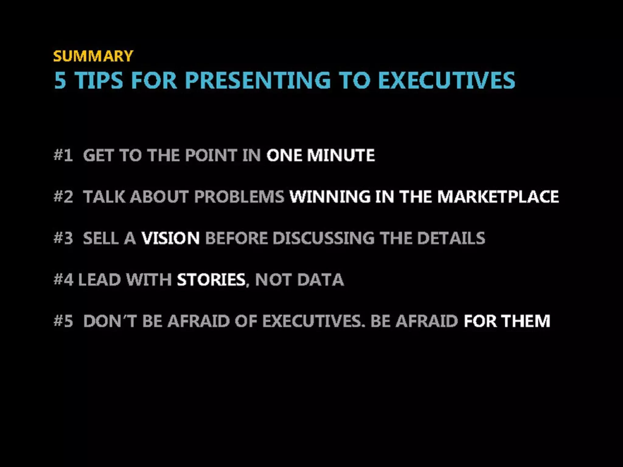 Presenting to executives