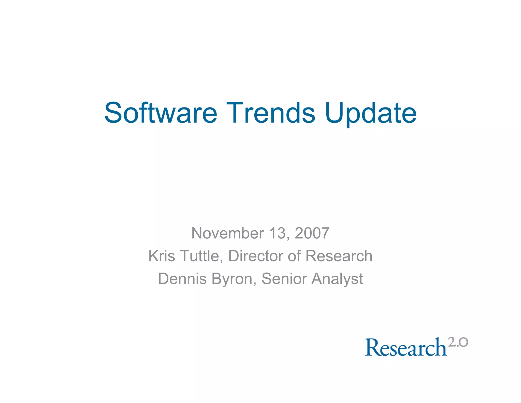 Web 2.0 Software Update Nov 2007
