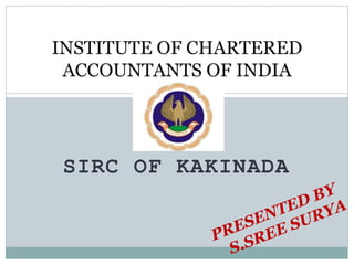 SIRC OF KAKINADA
INSTITUTE OF CHARTERED
ACCOUNTANTS OF INDIA
 
