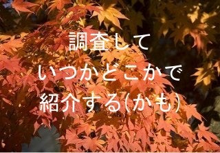 23
調査して
いつかどこかで
紹介する(かも)
 