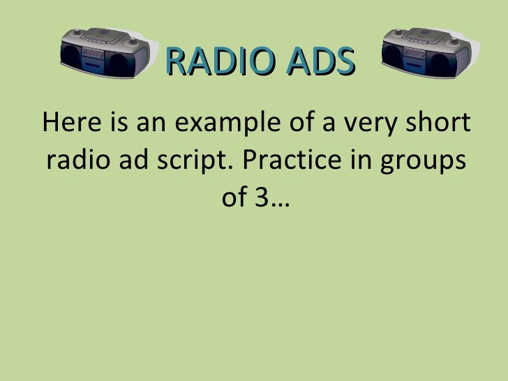 R3 1 Radio Ad Example Script & Ideas 1