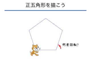 正五角形を描こう
何度回転?
 