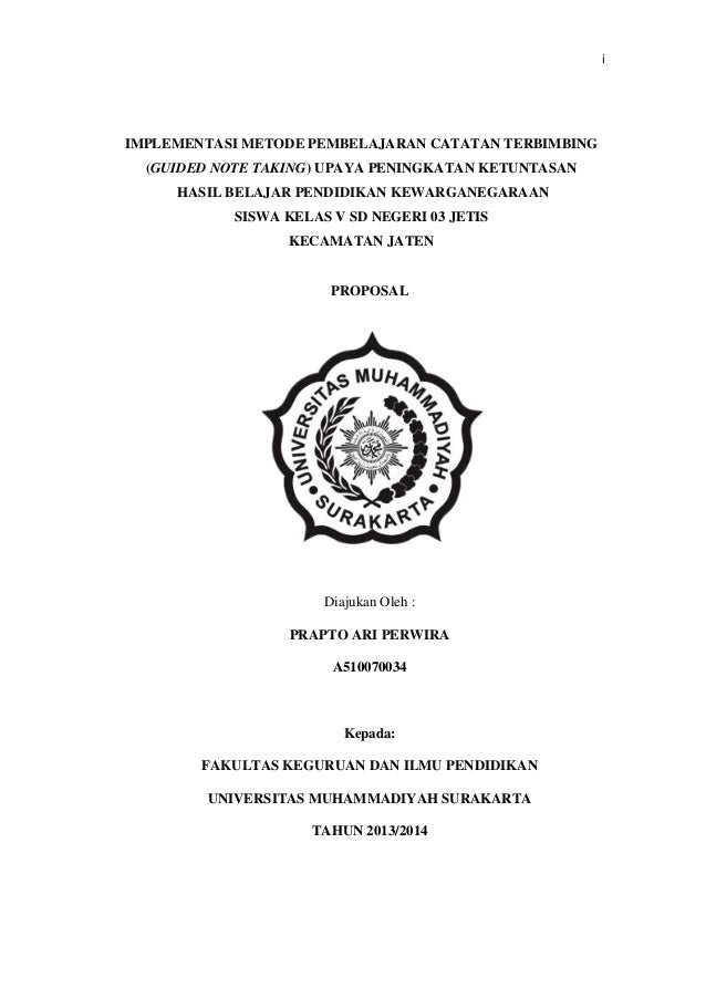 PGSD UMS a510070034 cover proposal ptk catatan terbimbing