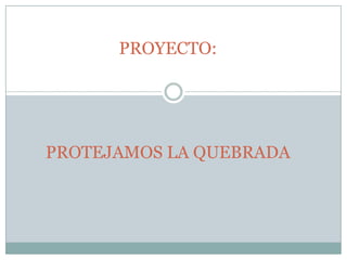 PROYECTO:




PROTEJAMOS LA QUEBRADA
 