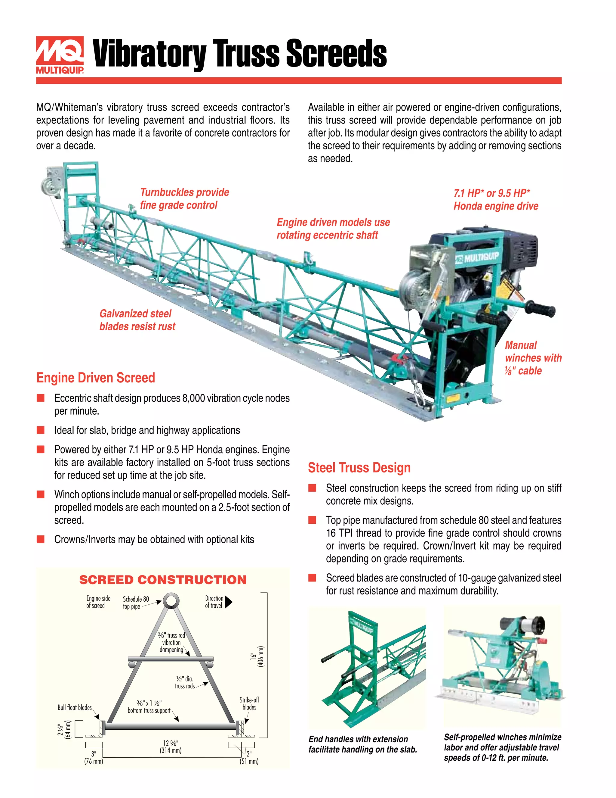 Multiquip Vibratory Truss Screeds | PDF