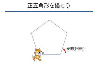 正五角形を描こう
何度回転?
 