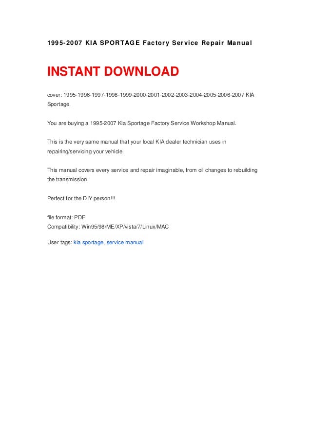 2006 kia sportage repair manual Kia repair & service manual (instant download).