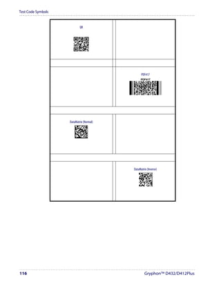 Test Code Symbols


                            QR




                                                PDF417
                                               PDF417




                    DataMatrix (Normal)




                                          DataMatrix (Inverse)




116                                                Gryphon™ D432/D412Plus
 