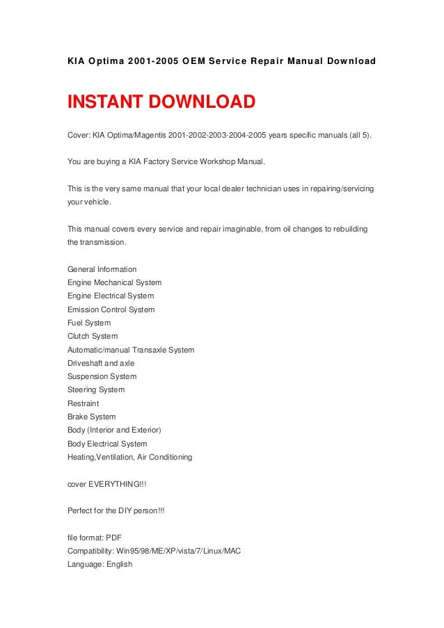 2005 kia optima repair manual pdf