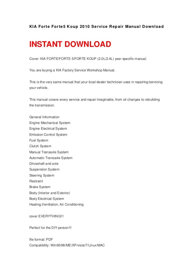 Kia forte repair manual