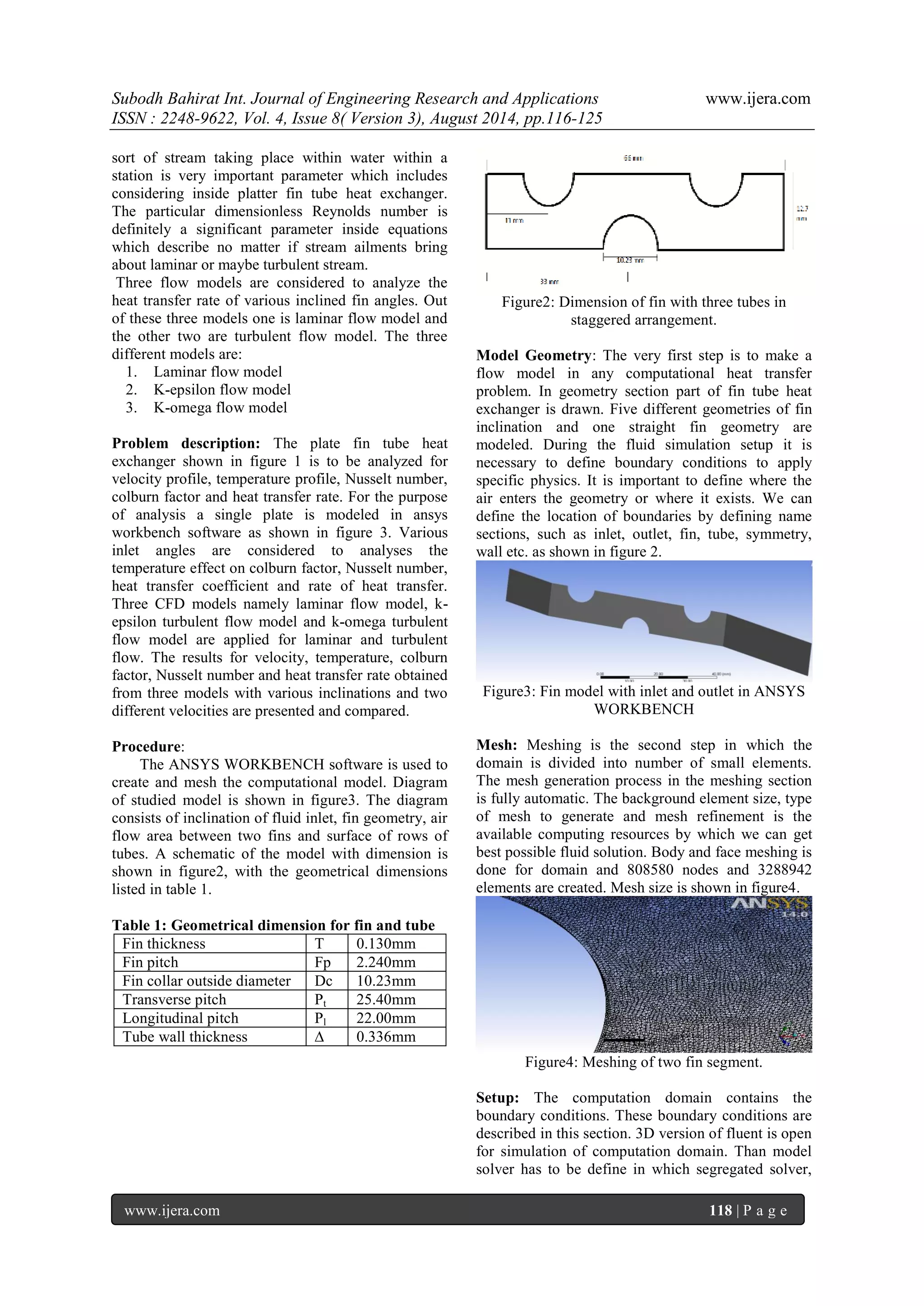 CFD Analysis of Plate Fin Tube Heat Exchanger for Various Fin ...