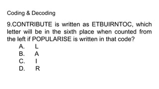 Comprehensive Guide to Coding-Decoding, Seating Arrangements & Dice ...