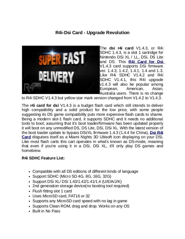 R4i Dsi Card Upgrade Revolution R4i Dsi Card Upgrade Revolution
