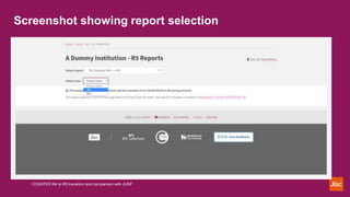Screenshot showing report selection
COUNTER R4 to R5 transition and comparison with JUSP
 