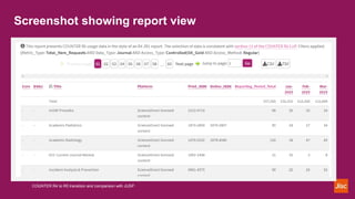 Screenshot showing report view
COUNTER R4 to R5 transition and comparison with JUSP
 