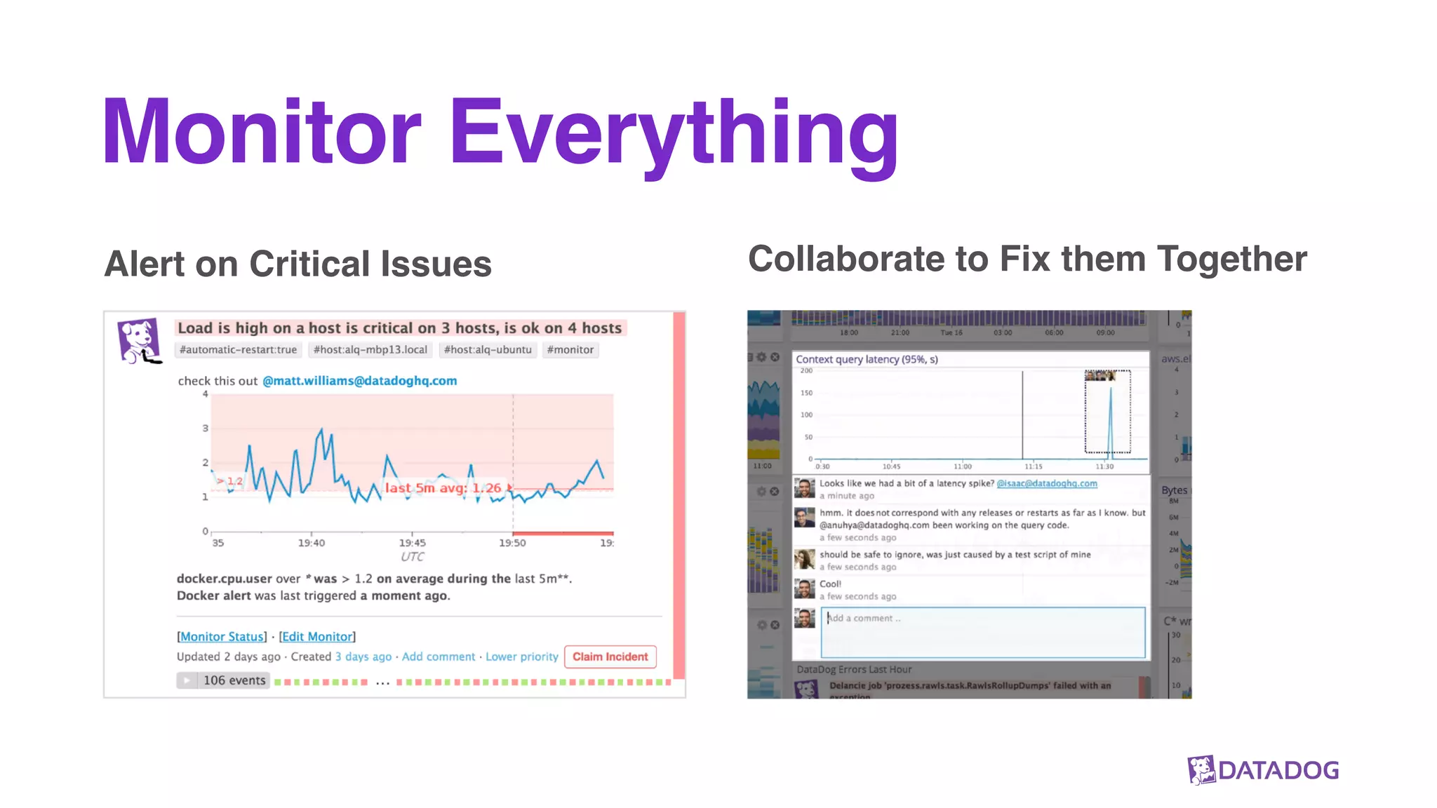 Alert on Critical Issues Collaborate to Fix them Together
Monitor Everything
 