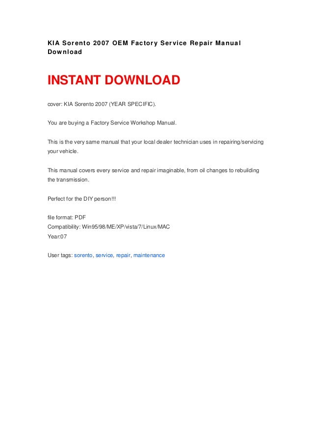 2007 kia sorento repair manual download pdf
