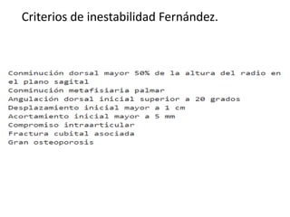 Criterios de inestabilidad Fernández.
 