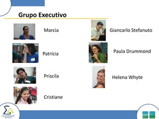 Grupo Executivo

       Marcia      Giancarlo Stefanuto



       Patrícia     Paula Drummond



       Priscila     Helena Whyte


       Cristiane
 
