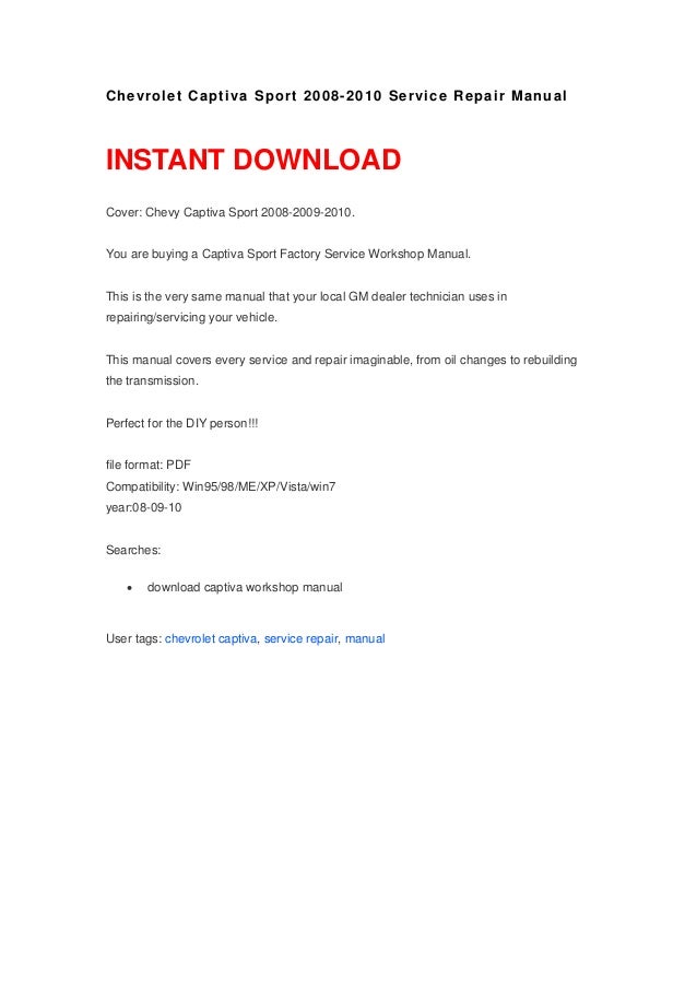 Chevrolet captiva 2013 sport manuals download free