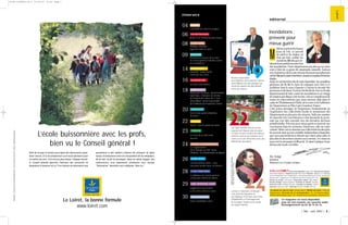 L’école buissonnière avec les profs,
bien vu le Conseil général !
Rien de tel que le terrain pour faire des découvertes gran-
deur nature. Et si les professeurs sont aussi partants pour
se mettre au vert, c’est encore plus classe ! Chaque année,
le Conseil général favorise l’éclosion des curiosités en
finançant à hauteur de 30 % les classes de découverte qui
permettent à des milliers d’élèves du primaire de faire
mieux connaissance avec les écosystèmes de la campagne,
de la mer ou de la montagne. Dans la même logique, des
subventions sont également attribuées aux classes
“Patrimoine” destinées aux collégiens. Bien vu !
Le Loiret, la bonne formule
www.loiret.com
Conception:DirectiondelaCommunication/FP-ConseilGénéralduLoiret•Photo:DominiqueChauveau
Loiret
éditorial
Mêmesiarriventlesbeaux
jours de l'été, ce surcroît
de soleil et de chaleur ne
doit pas faire oublier les
momentsdifficilesquecer-
tainsdoiventparfoistraverserlors
des inondations. Notre département pas plus qu'un autre
n'est à l'abri de ce genre de catastrophe naturelle. Surtout
aveclaprésencedelaLoiredontleshumeurstumultueuses
ontétédéjàparlepassémeurtrières,causantausurplusd'énormes
dégâts.
Aussi,etc'estbienlàlerôledenotreAssemblée,lesconseillers
généraux ont-ils fait le choix de s'attaquer avec force à ce
problème dans le souci d'assurer à l'avenir la sécurité des
personnesetdesbiens.IladoncétédécidédecréerunFonds
départemental de lutte contre les inondations et un chargé
demissionspécifiqueaétérecruté,celaencomplémentde
toutes les interventions que nous menons déjà dans le
cadredel'ÉtablissementPublicdelaLoireetdel'adhésion
du Département au Plan Loire Grandeur Nature.
Cette action témoigne de l'importance fondamentale de
l'implication des collectivités locales et notamment des
Départements au plus près des citoyens. Voilà une manière
de répondre très concrètement à cette demande de proxi-
mité qui s'est faite entendre lors des dernières élections
présidentielles.Prévenirpourmieuxguériretsoutenirnos
concitoyens dans les moments d'épreuves, telle est notre
volonté.Maisc'estendonnantauxcollectivitéslocalesplus
de pouvoir ainsi qu'une véritable indépendance financière
que nous parviendrons à obtenir une vision plus claire et
plusdirectedesactionsmenéessurleterrain,cecidansun
souci réel et nécessaire d'efficacité. Et dans l'optique d'une
démocratie locale revivifiée.
Éric Doligé
sénateur,
PRÉSIDENT DU CONSEIL GÉNÉRAL
RefletsduLOIRETDirecteur de la publication :Hubert Frémy • Directeur de la rédaction:
Pierre-Antoine Ragueneau • Rédacteur en chef : Marc Vassal • Rédaction : L.Bigot (p.6-7), E. Boutheloup
(p.14-15), O.Chauvin (p.22, 19), C. Chenault (p.23), J-L. Derenne (p.26), M.Deret (p.4-5, 8, 20-21, 28, 29-30), J-M.
Flonneau (p.24), J. Huguenin (p.9 à 13), S.Michetot (p.18-19), M. Vassal (p.16-17, 25) •
Directeur de création : Charly Abriol • Responsable d’édition: Agnès Mathon •
Direction artistique : Hugues Jacquemin • Secrétariat de rédaction : Ana Maia •
Photos hors crédit : Dominique Chauveau • Conception et réalisation : Unédite •
Impression: Imprimerie Lenglet • Dépôt légal: Mai 2002 • No
ISSN: 0769-5241.
Ce journal est aussi le vôtre: écrivez-nous à “Reflets du Loiret”, Hôtel du
Département, Direction de la communication, 15, rue Eugène-Vignat,
BP 2019,45010 Orléans Cedex 1.Tél.: 02 38 25 45 45 ou sur Internet :www.loiret.com
Inondations :
prévenir pour
mieux guérir
Les clubs d'aviron notent un réel
engouement depuis deux ans pour
ce sport. De plus en plus de rameurs
viennent exercer leur passion sur le
Loiret ou la Loire. Rencontre avec des
athlètes de tous âges!
Laissée à l'abandon, la Sologne
a du attendre Napoléon III
qui impliqua l'État dans une réelle
réhabilitation et aménagement
de la région. Histoire d'un travail
de longue haleine.
| Mai - Juin 2002 | 3 |
M
Ce magazine est aussi disponible,
pour les non-voyants, sur cassette audio.
Renseignements au 02 38 79 26 76.
24
Ancien responsable
de la billeterie du Festival de Cannes,
Jacky Billault nous fait partager ses
souvenirs auprès des plus grands
noms du cinéma.
24
itinéraire
04
06
08
09
14
16
18
20
22
23
24
26
28
29
30
ALBUM
L’actualité du Loiret en images.
DOSSIER
Prévenir les fureurs de la Loire :
le Conseil général mobilisé contre
les inondations.
REPORTAGE
Léouville : la plus petite
commune du Loiret.
ENTREPRENDRE
Briare et le renouveau des Émaux.
TERRITOIRE
Politique d’habitat :
logement dans le Loiret.
LIRE, ÉCOUTER, VOIR
Suggestions de lectures
et de sorties dans le Loiret.
JEU-CONCOURS
Quizz comédiens Loiret.
KALÉIDOSCOPE
Le Loiret côté timbres.
GENS D’ICI
Raymonde Pouzieux : passementière.
Gaël Maïa : champion du monde
de football des moins de 17 ans.
Jacky Billault : ancien responsable
de la billeterie du Festival de Cannes.
CURIOSITÉ
Sous le plus grand chapiteau
du Loiret.
SPORTS
Aviron : pour le plaisir de ramer.
TERROIR
Les feux de la Saint-Jean.
Recette.
D’HIER À AUJOURD’HUI
La “regénération”
de la Sologne au XIXe siècle.
Mirabeau : le révolutionnaire du Bignon.
C’EST PRATIQUE
Le bibliobus du Conseil général :
un bus pas comme les autres.
CLUB 10/15
Conseil général Junior : cinq
nouveaux projets pour la rentrée !
1919
2222
MuséedelaVilledeParis,muséeCarnavalet,
Paris,France/BridgemanArtLibrary
30365 LOIRET63 P2-3 27/05/02 14:56 Page 1
 