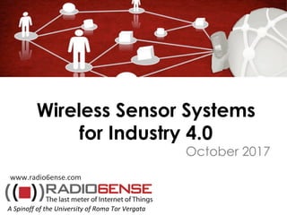 October 2017
www.radio6ense.com	
A	Spinoff	of	the	University	of	Roma	Tor	Vergata	
Wireless Sensor Systems
for Industry 4.0
 