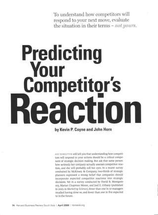 predicting competitor reaction