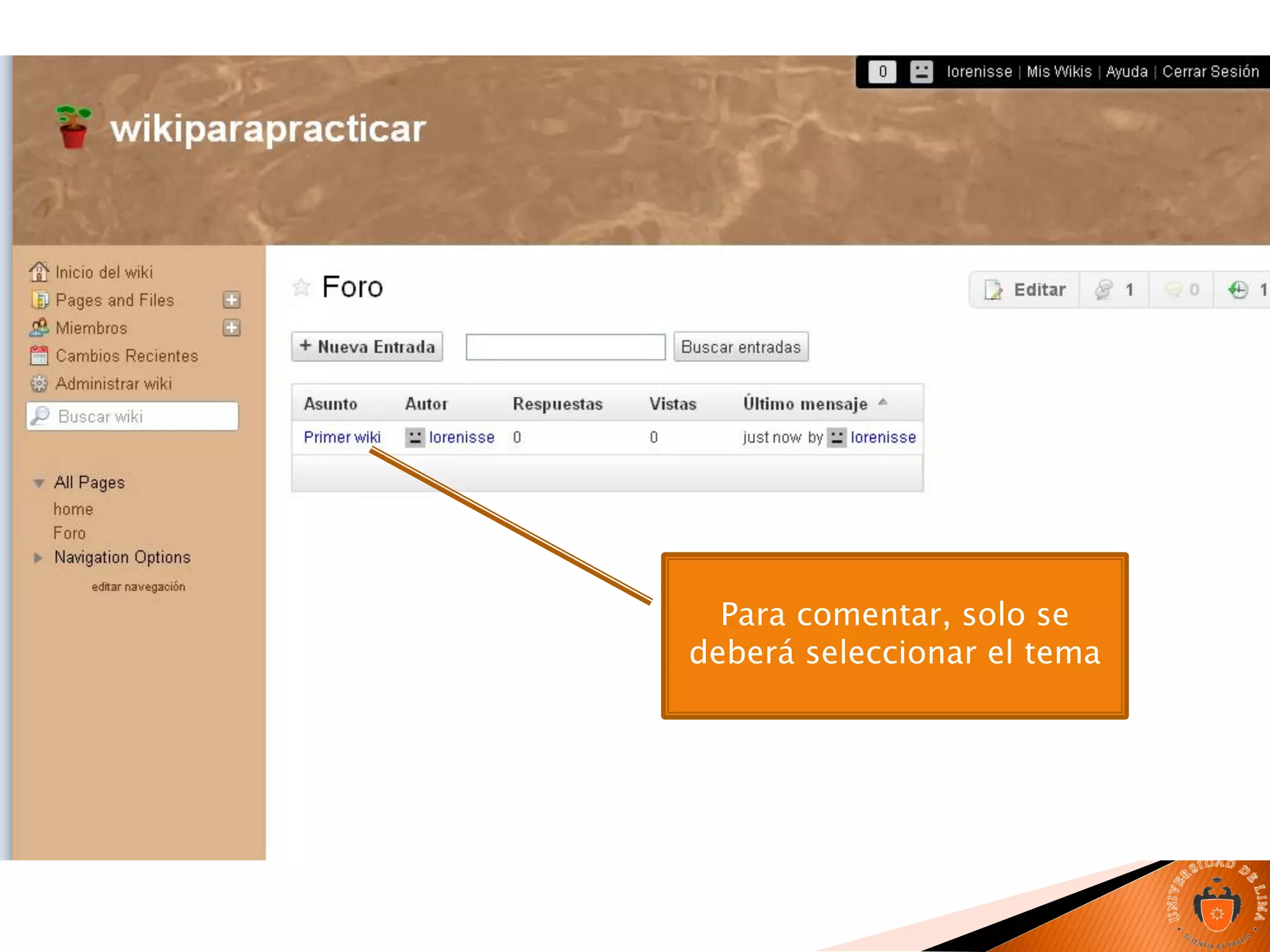 Para comentar, solo se
deberá seleccionar el tema
 