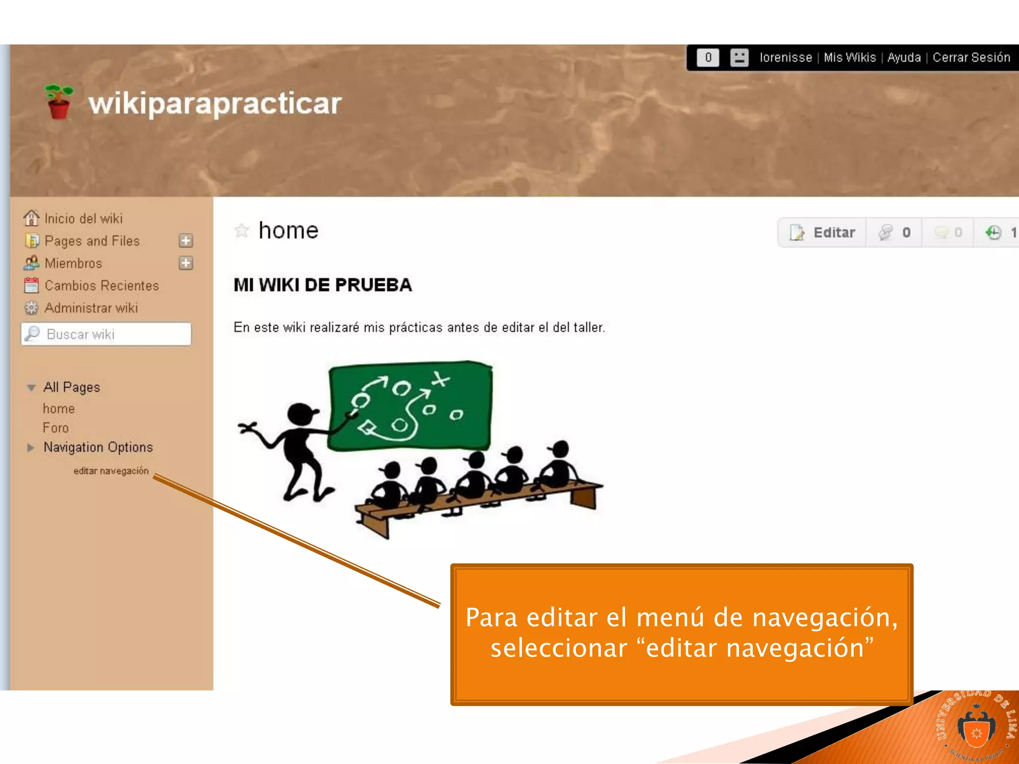 Para editar el menú de navegación,
seleccionar “editar navegación”
 