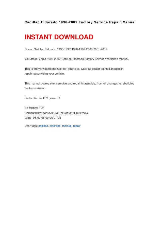 Cadillac Deville 1995 Repair Manual