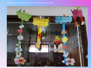 Elaboramos entre todos la lista de cosas que queremos saber
 