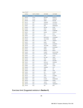 Exercises time! (Suggested solutions in Section 6)


                                      23




                                                     IBM DB2 9.7 Academic Workshop 150 of 335
 