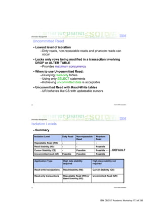 IBM DB2 9.7 Academic Workshop 173 of 335
 