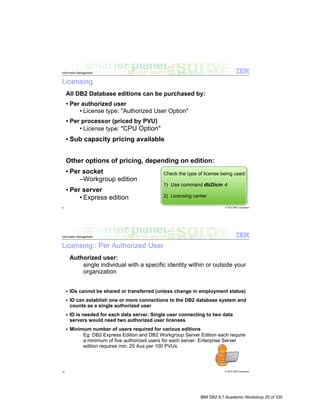 IBM DB2 9.7 Academic Workshop 25 of 335
 