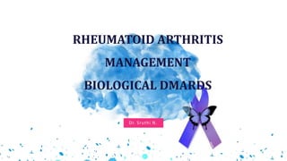 Dr. Sruthi N.
RHEUMATOID ARTHRITIS
MANAGEMENT
BIOLOGICAL DMARDS
 