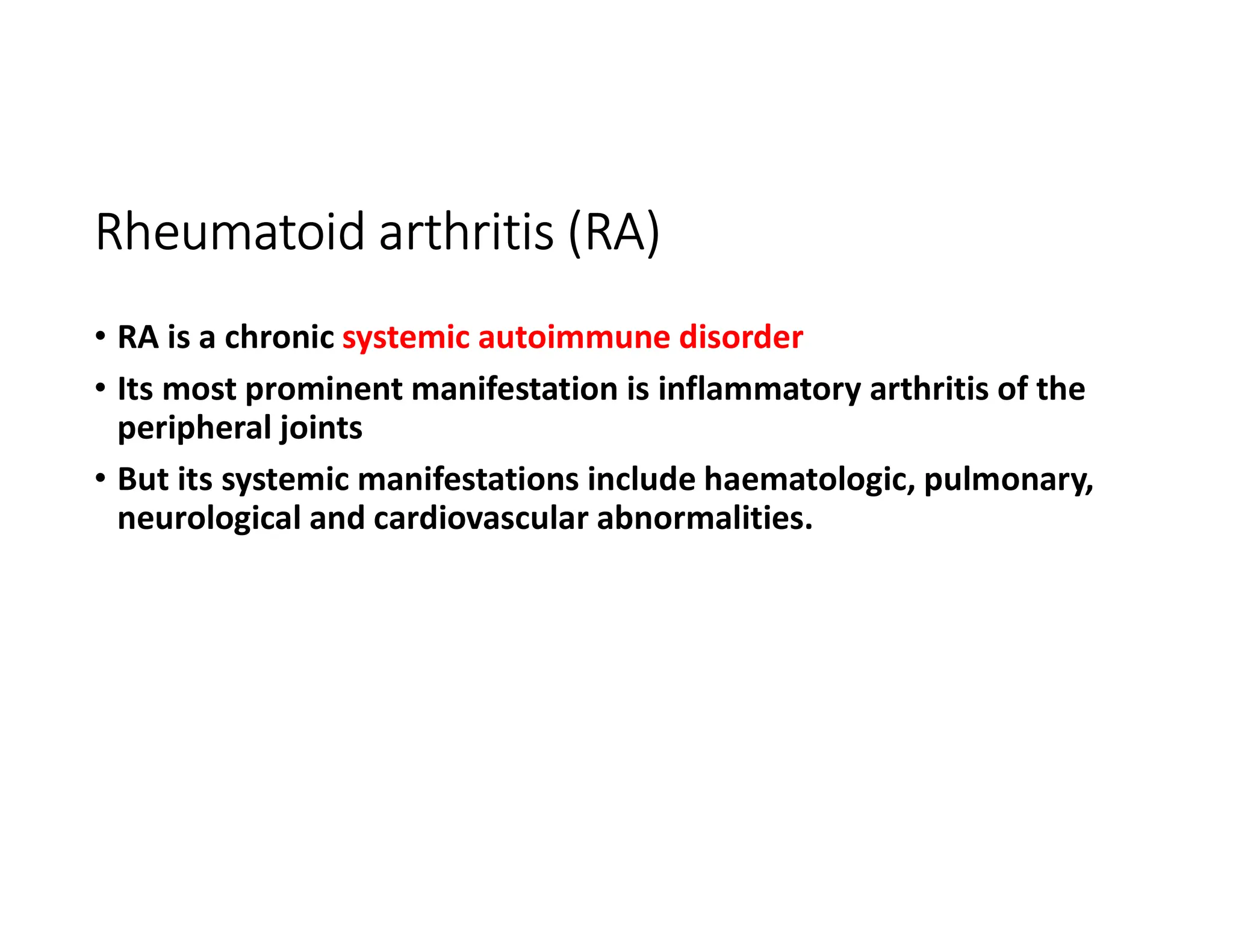 Rheumatoid Arthritis - B.Pharm (Semester II) | PDF